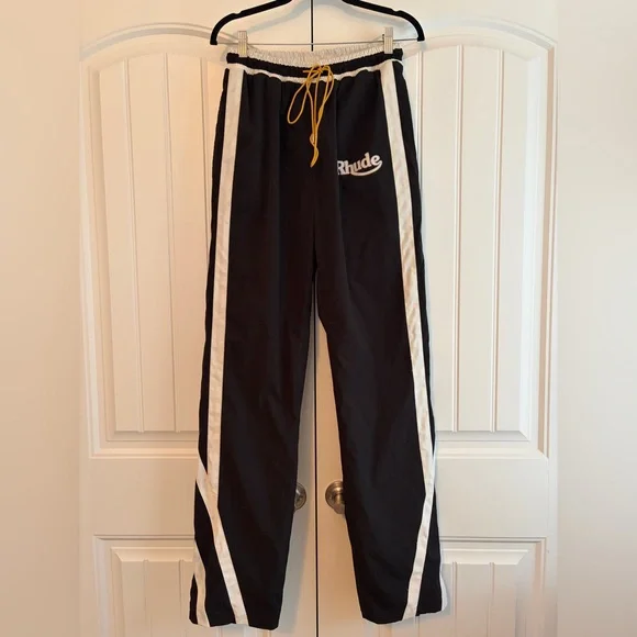 Rhude Ski Track Pants Black White Men's Size S EUC